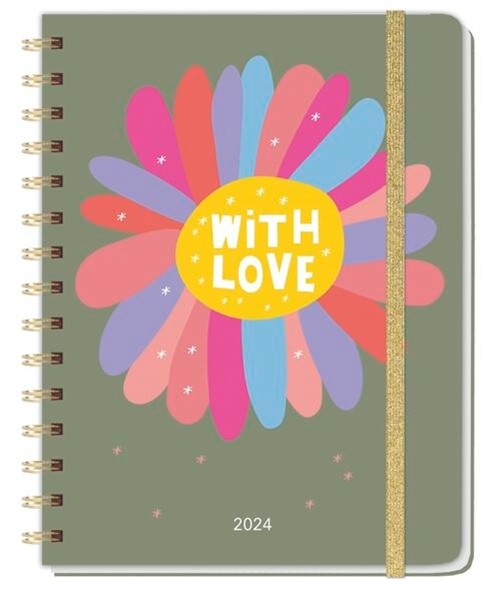 Bild von Love Spiral-Kalenderbuch A5. Taschenkalender 2024 mit Spiralbindung und viel Platz für Termine. Praktischer Buch-Kalender für Termine und To-dos. Mit Gummiband und Stickerbögen